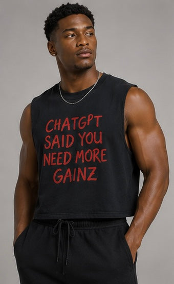 Chat Sleeveless Crop T-Shirt